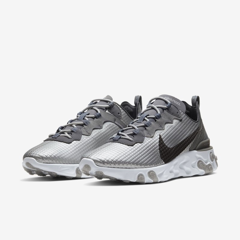 Nike React エレメント 55 プレミアム メンズ スニーカー シルバー | LE9396-790