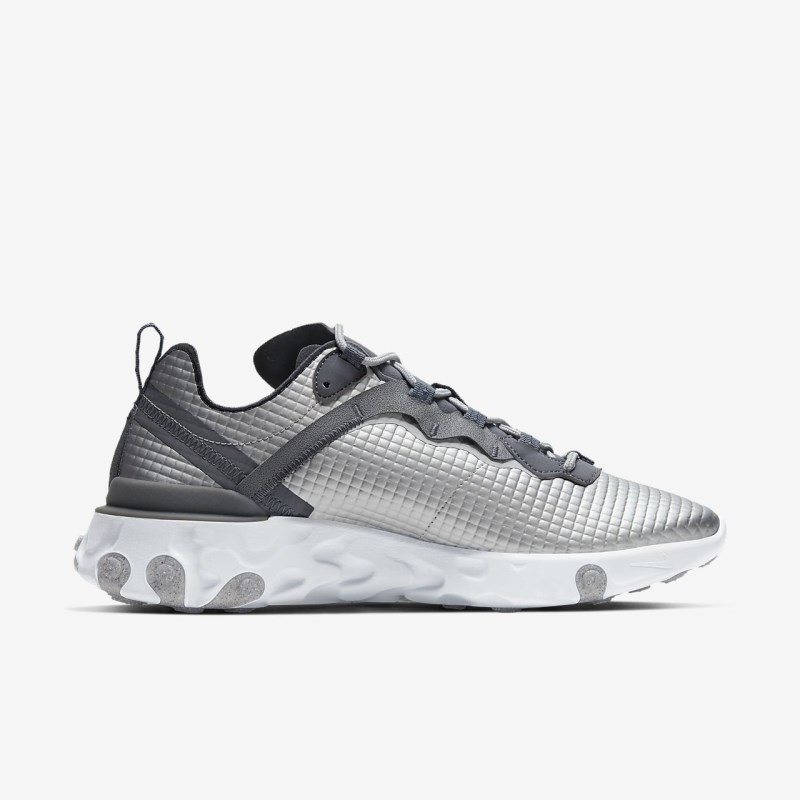 Nike React エレメント 55 プレミアム メンズ スニーカー シルバー | LE9396-790