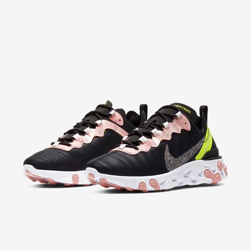 Nike React エレメント 55 プレミアム レディース スニーカー 黒 | VM1636-258