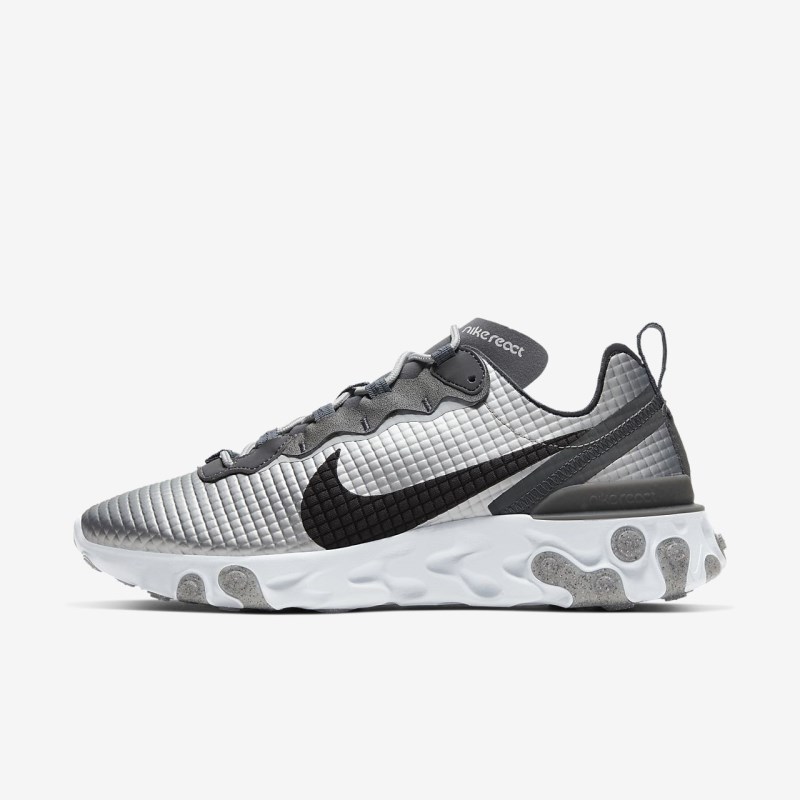 Nike React エレメント 55 プレミアム メンズ スニーカー シルバー | LE9396-790